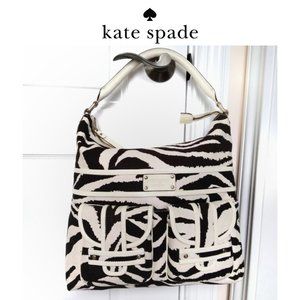 NWT Kate Spade Zebra Print Large Canvas Handbag Purse Brown White